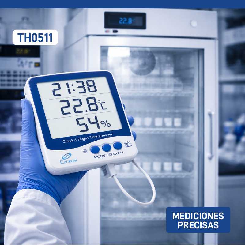 Termohigrómetro con sonda externa y reloj - Image 4