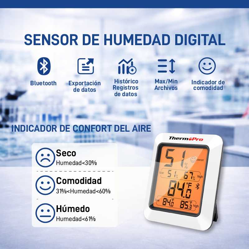 Termohigrómetro digital para interiores y monitor de humedad con bluetooth - Image 2