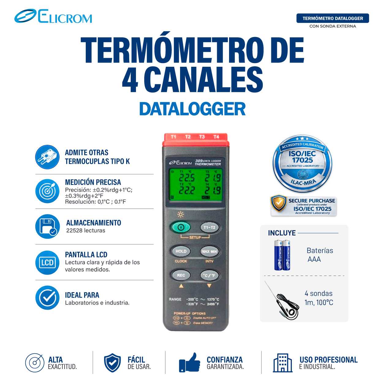 Termómetro Datalogger de 4 canales - Image 2