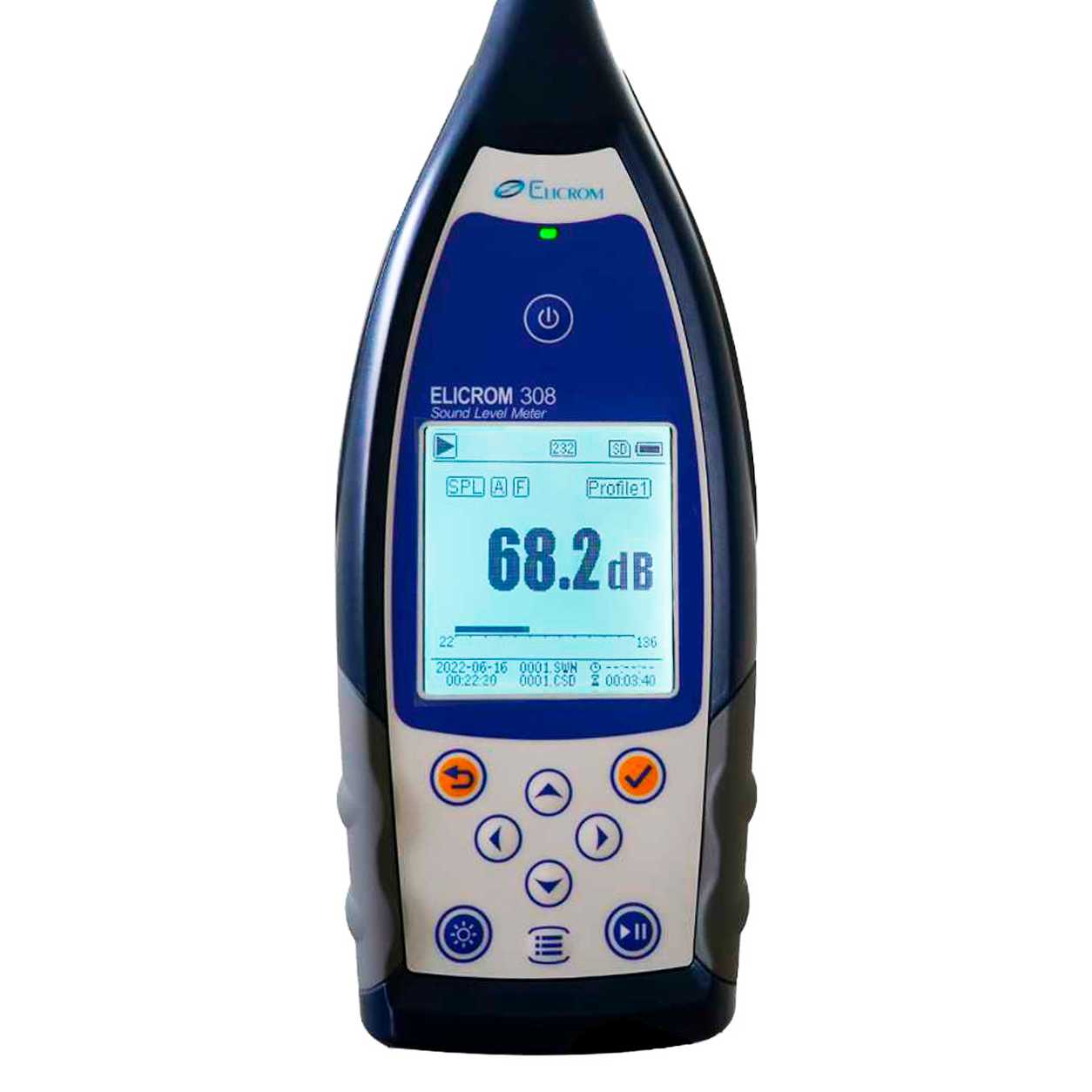 Sonómetro analizador tipo 1, 22 dBA a 136 dBA - ELICROM