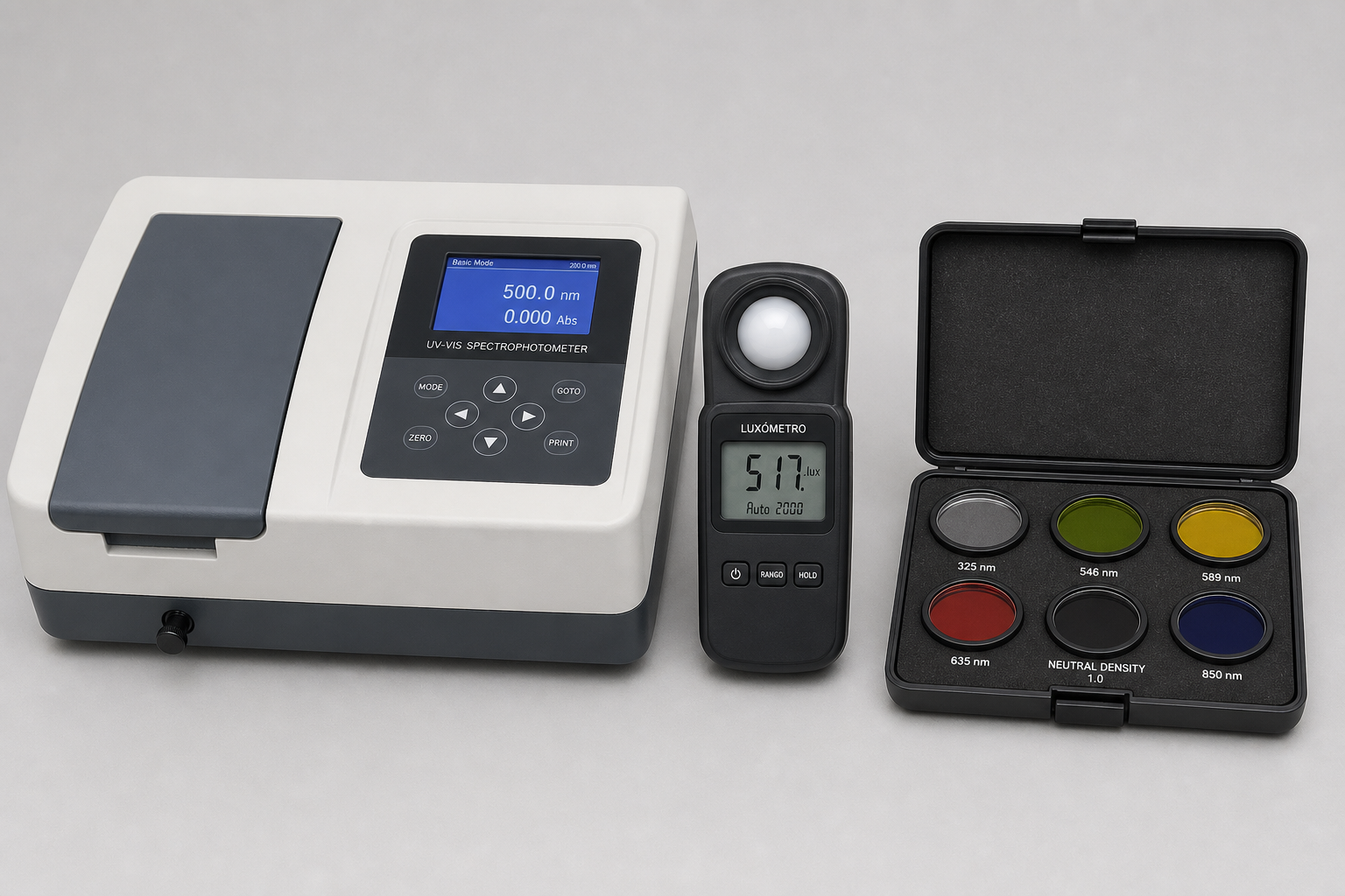 Espectrofotómetro UV-VIS y filtros de calibración óptica en Bogotá, Colombia
